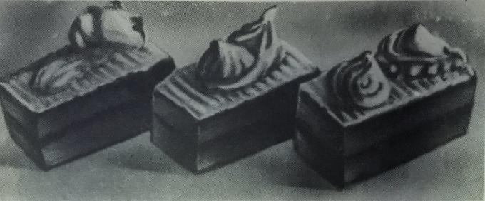 Cake "Keeksitainas valgu koor." Foto raamatust "tootmine saiakesi ja kooke," 1976 