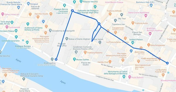 Territooriumil keeld suupiste tänavatel Firenze. Foto: ekraanipilt maps.google.com